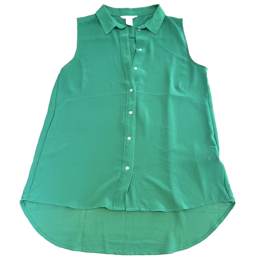 H&M Emerald Green Sleeveless Button-Down Tunic